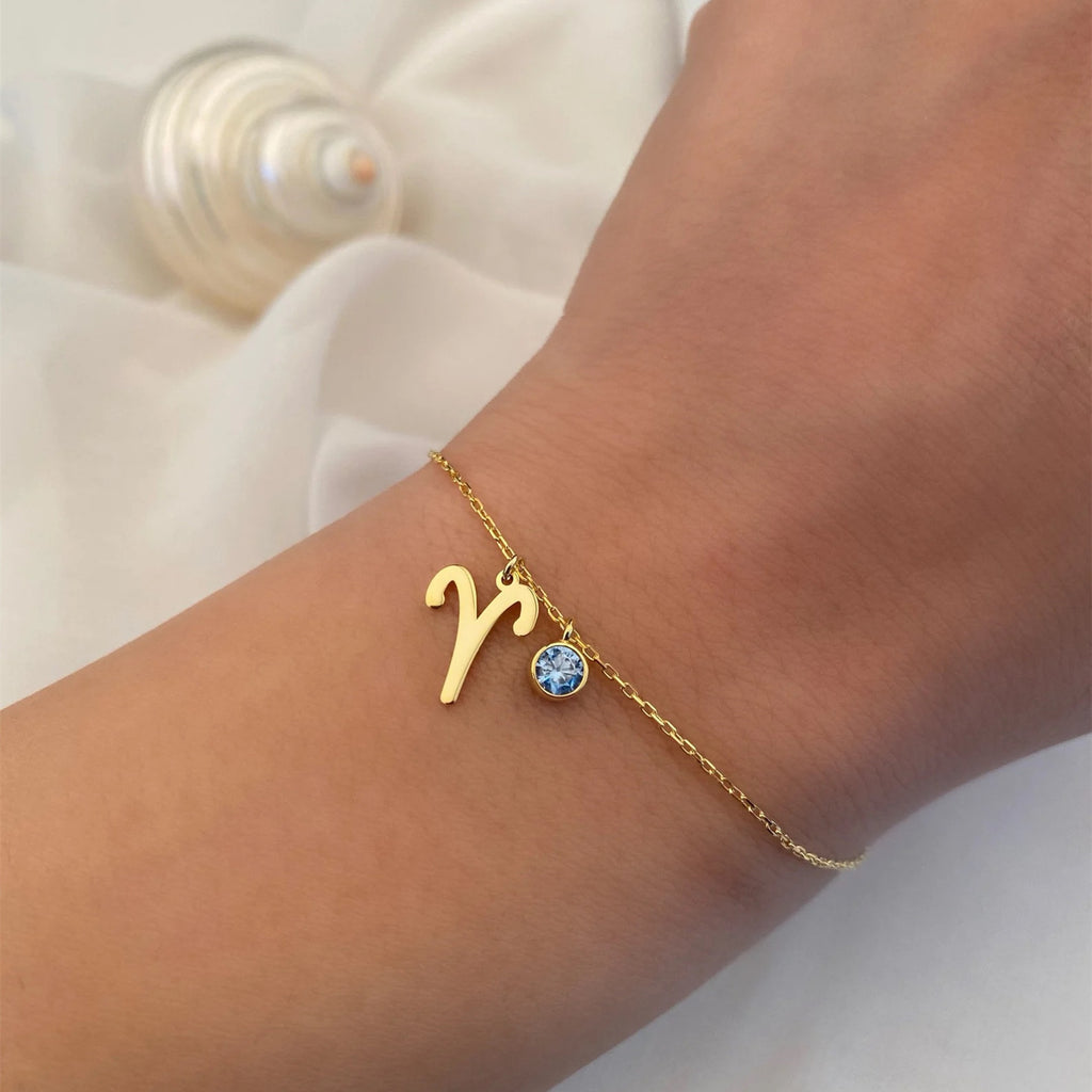 Stainless Steel Women's Birthstone Constellation Bracelet